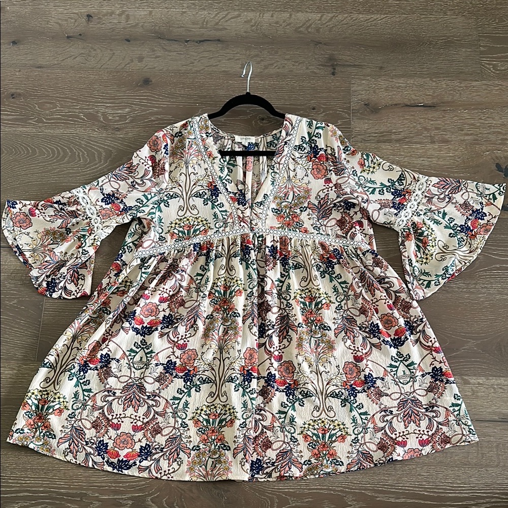 Umgee Boho dress with Bell Sleeves and V-Neck